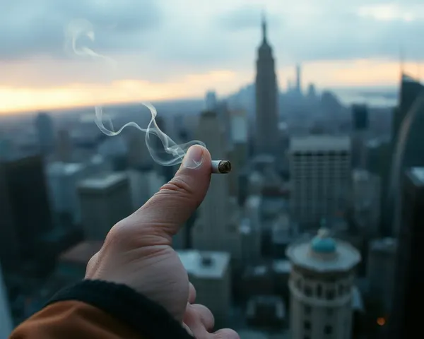Smoky Cigarette Hand in Cityscape