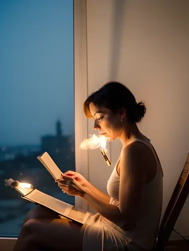 Smoky Girl's Cozy Nighttime Reading Moment