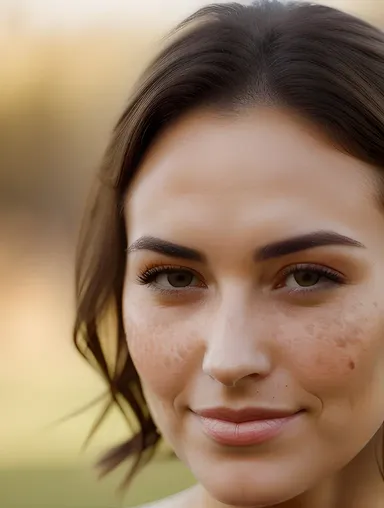 Soft Focus Freckled Face with Gentle Glow