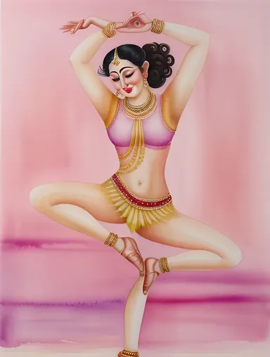 Soft Watercolor Nataraja Painting for Feminine Room Wallpaper
