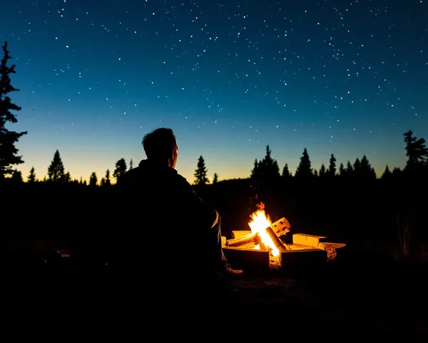 Solo Camper's Peaceful Bonfire Night in the Woods