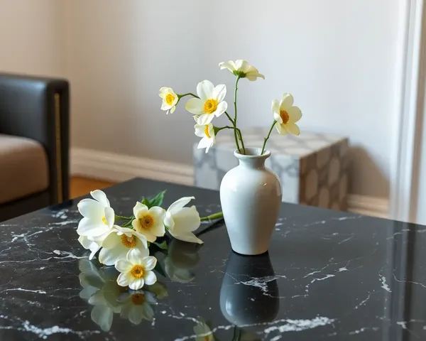 Sophisticated Still Life on Black Galaxy Granite Coffee Table