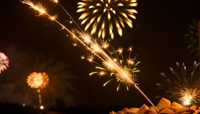 Sparkler's Fiery Dance on Summer Night Sky