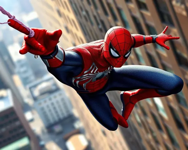 Spider-Man Swinging Through City PNG Image with Dynamic Pose