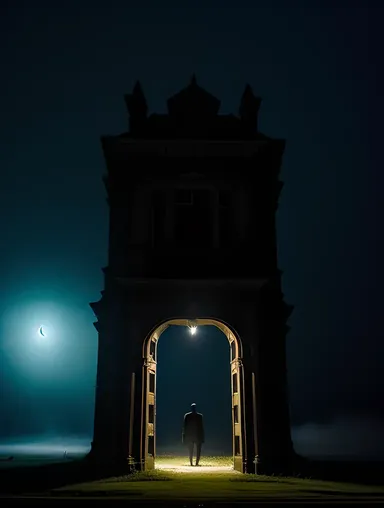 Spooky Bhoot Lurking in Abandoned Mansion at Midnight