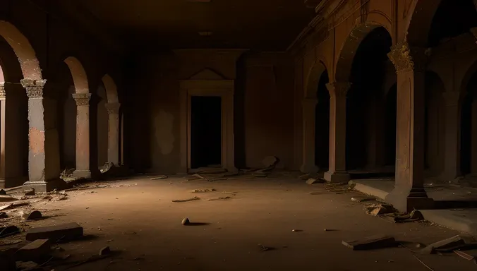 Spooky Bhoot in Dimly Lit Abandoned Temple