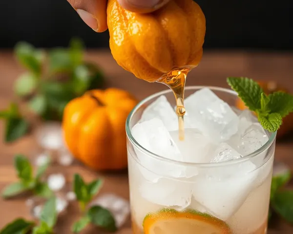 Squeezing Mosambi Juice with Fresh Mint and Ice