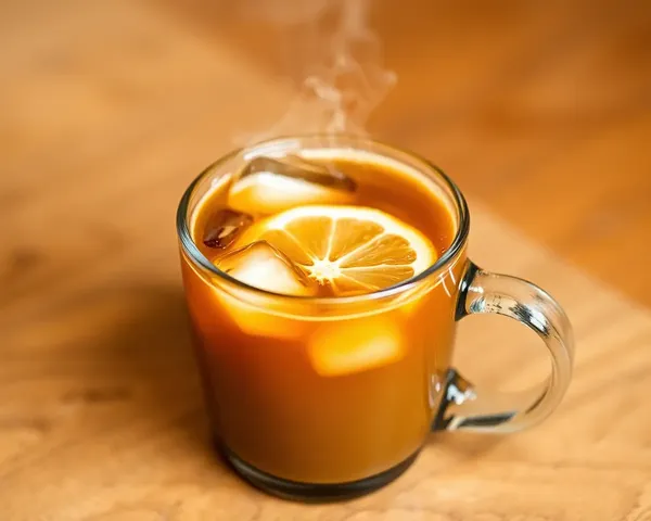 Steaming Hot Dublin Coffee with Ice Cubes and Lemon