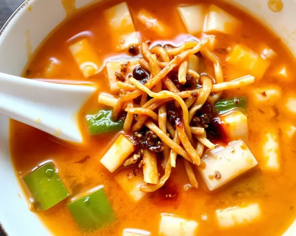 Steaming Hot Manchow Soup with Fried Noodles and Soy Sauce