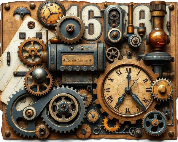 Steampunk 12x18 Collage PSD with Gears and Industrial Textures