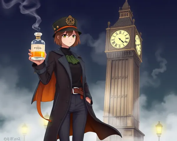 Steampunk Adventurer with Fogg Perfume and Clock Tower