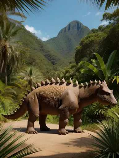 Stegosaurus Exploring Lush Tropical Jungle with Blending Plates