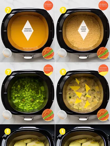Step-by-Step Crockpot Recipe Illustration with Arrows