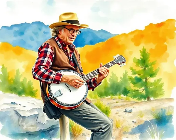 Steve Martin's Watercolor Banjo Mountain Trail