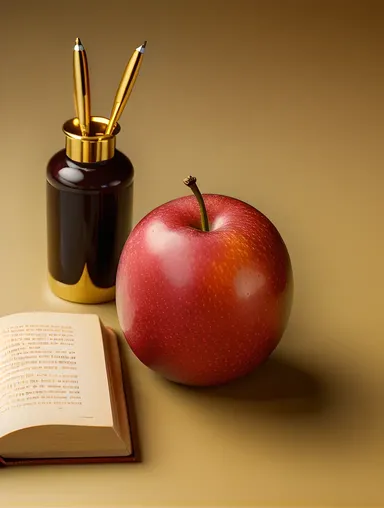 Still Life with Sapera Fruit, Book, and Golden Background