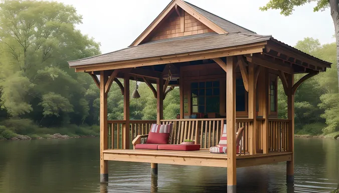 Stilt House with Wraparound Porch and River View