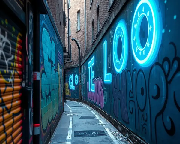 Street Art Alleyway Gloo Wall with Graffiti and Murals