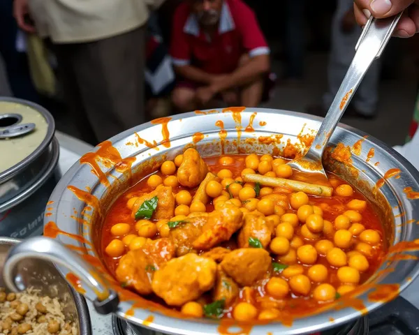 Street Food Stall Serving Dal Fry in India
