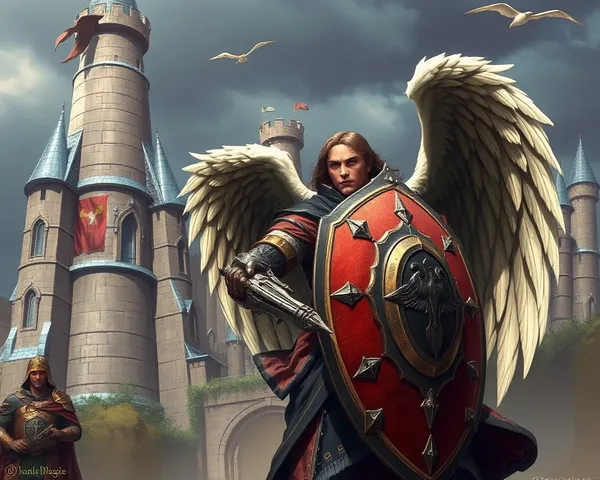 Strong Angel Guarding Medieval Castle