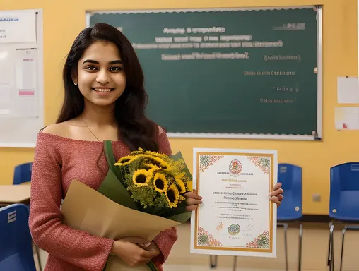 Student Celebrates with Flowers and CBSE 10th Result 2025