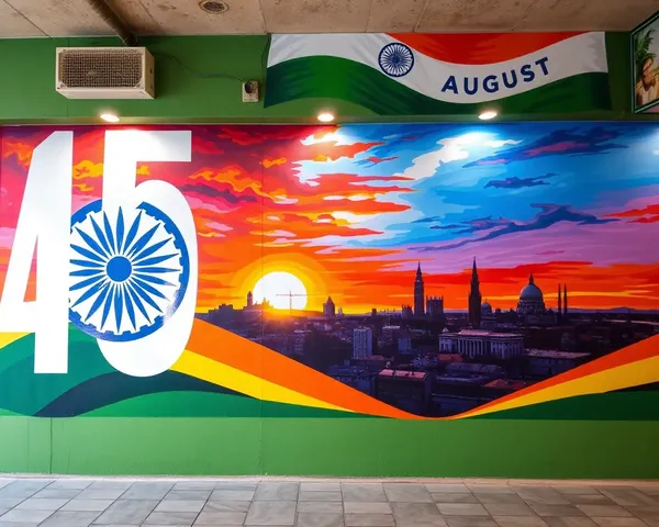 Stunning 15 August Mural with Indian Flag and Cityscape