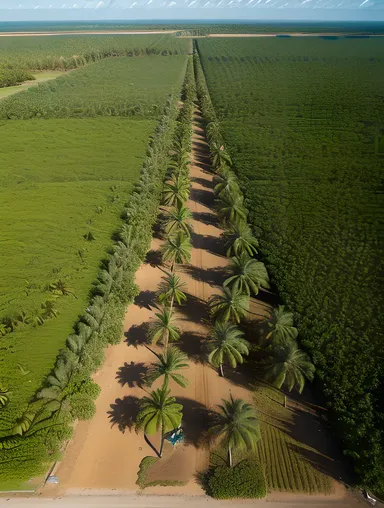 Stunning Aerial View of Coconut Plantation and Copra Harvest