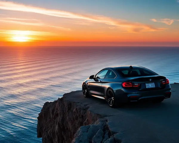 Stunning BMW M4 Wallpaper: Car on Cliff Overlooking Ocean
