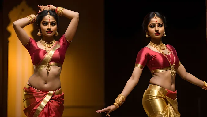 Stunning Bharatanatyam Dancer in Dramatic Red Silk Costume