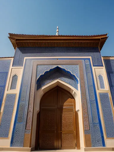 Stunning Bukhara Blue-Tiled Mosque with Intricate Calligraphy