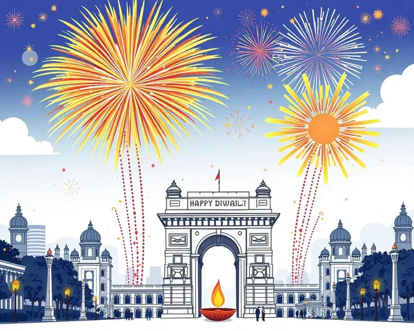 Stunning Diwali Depiction: Grand Fireworks Display at Night