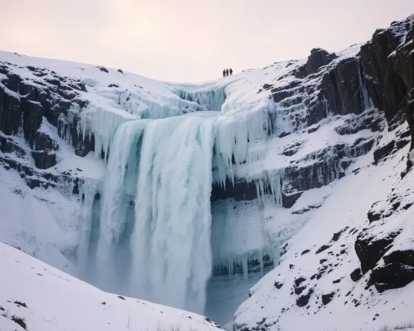 Stunning Frozen Waterfall on Snow-Covered Cliff
