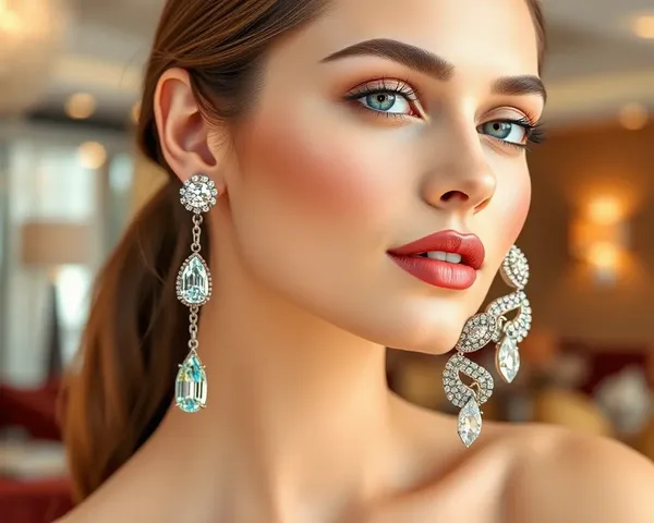 Stunning Jewellery Model in Exquisite Diamond Earrings HD PNG Image