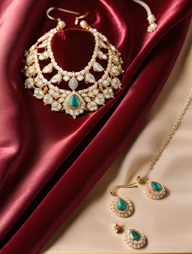 Stunning Jewelry on Velvet Cloth with Intricate Details