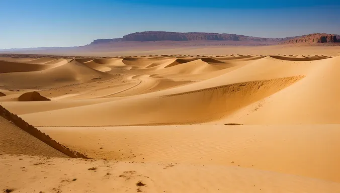 Stunning Sinai Desert Landscape with Towering Sand Dunes and Clear Blue Sky