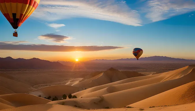 Stunning Sunrise over Sharm El-Sheikh's Mountains with Hot Air Balloon