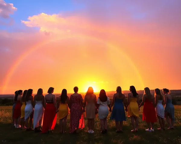 Stunning Sunset with Advocate Dresses and Rainbow Circle