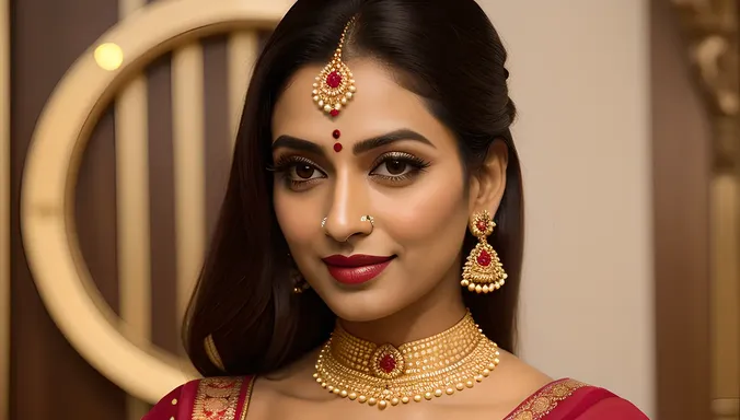 Stylized Bhabhi Face with Golden Border Circle