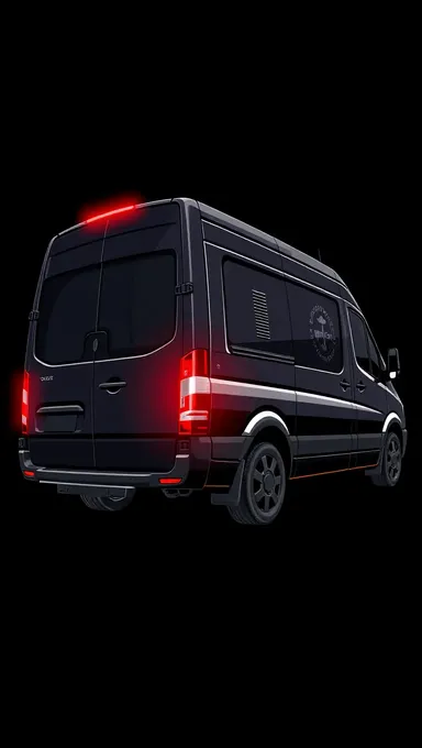 Stylized Black Delivery Van with Red Taillights