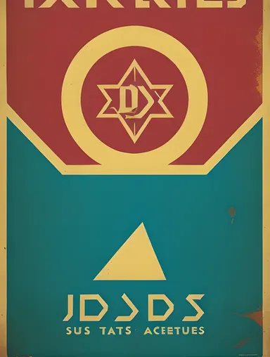Stylized JDS Logo on Vintage-Style Poster with Retro-Futuristic Aesthetic