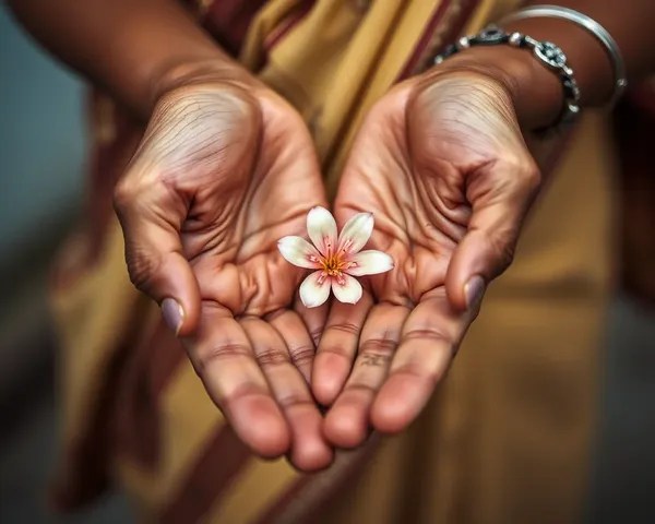 Subtle Beauty in Gujarati Woman's Delicate Flower Holding