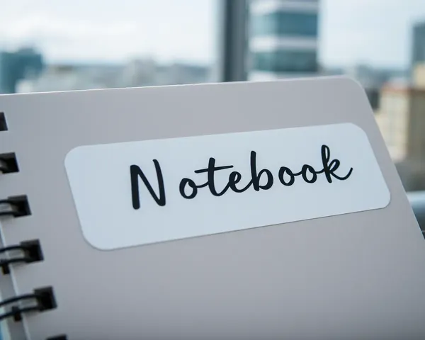 Subtle Name Sticker on Notebook Cover with Cityscape