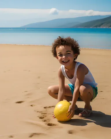 Sunny Yellow Beach Joyful Child Play