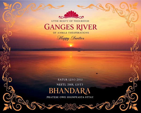 Sunset Ganges River Bhandara Invitation with Elegant Font.