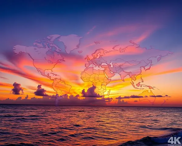 Sunset World Map Wallpaper for Mobile with Serene Ocean