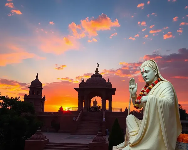 Sunset at Dwarakamayi Samadhi Mandir with Sai Baba Statue