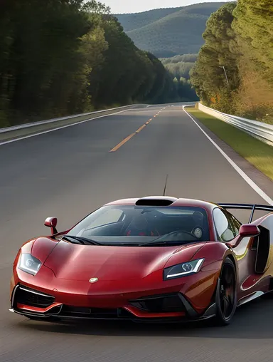 Supercar Speeding Down Straight Highway with Screeching Tires