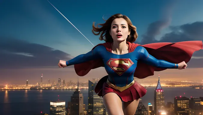 Supergirl Soars Through Metropolis Skies in Iconic Red and Blue