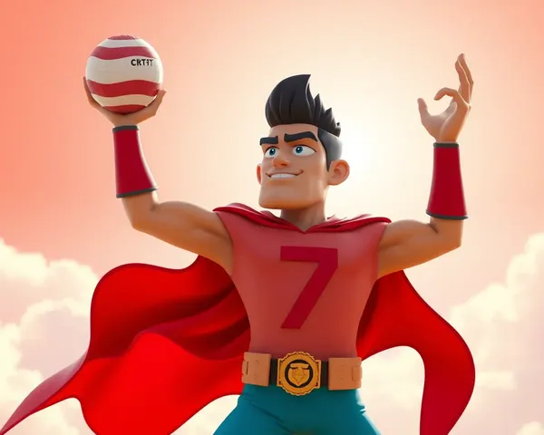 Superhero CR7 with Cape and Football Illustration
