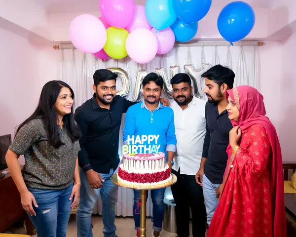 Surprise Birthday Party for Naveen with Big Cake and Balloons