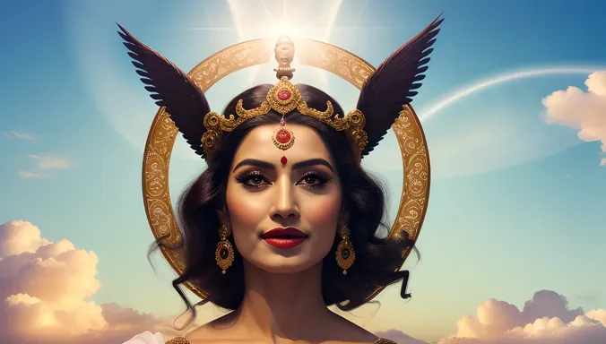 Surreal Bhadrakali Goddess of Time and Destruction in Sea of Clouds